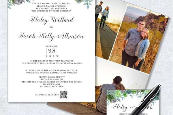 Custom Latter-day Saint Wedding Invitations design example 1