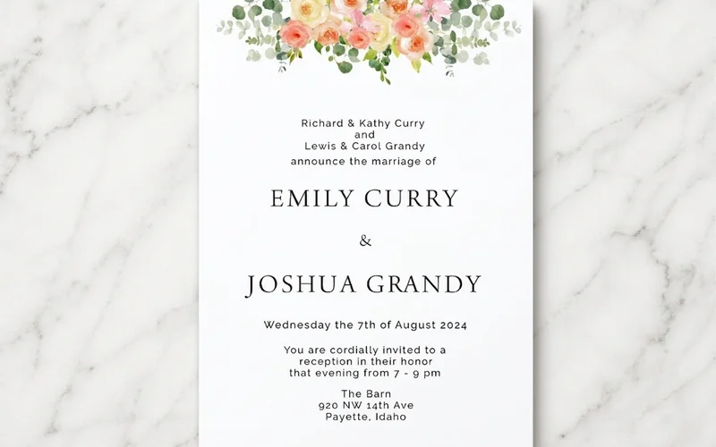 Ring ceremony invitation insert card with warm and welcoming wording for family guests