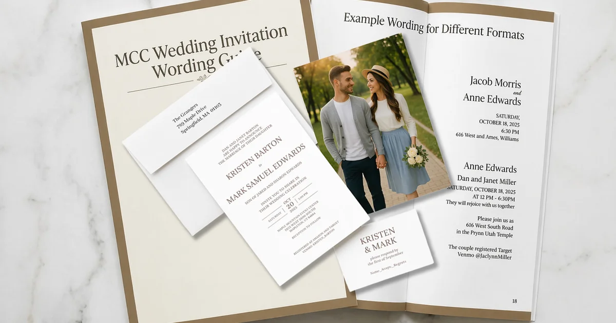 Temple sealing invitation wording examples and templates for Latter-day Saint weddings